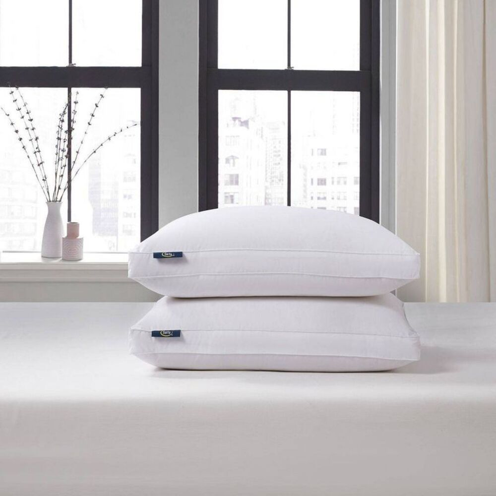 Serta -  Jumbo Cotton Blend European Down Firm Bed Pi White
